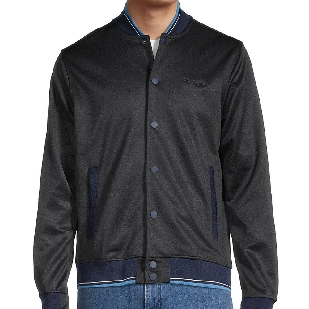Ben Sherman Men's Herringbone Bomber Jacket Navy Small